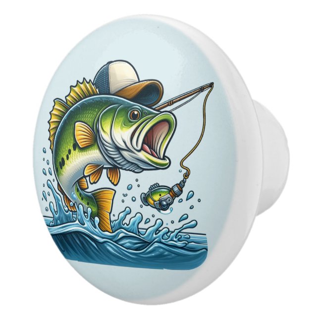 Cute fish crab home Ceramic Knob Knopp (Höger)