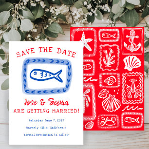 Cute Fish Hand plockade Sweet Red Blue Anpassnings Spara Datumet