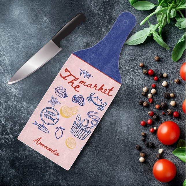 Cute fish market doodles red blue girly custom (Skapare uppladdad)