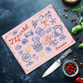 Cute fish market doodles red blue personalized