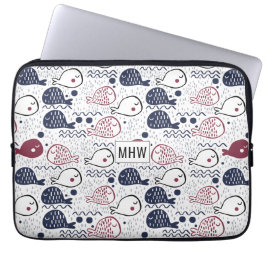 Cute Fish Mönster anpassningsbar monogram laptop s Fodral