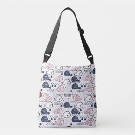 Cute Fish Mönster anpassningsbar monogram-säckar Axelväska