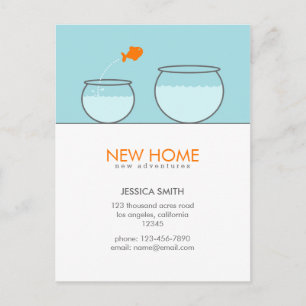 Cute Fish New Home Funny Postcards Meddelande Vykort