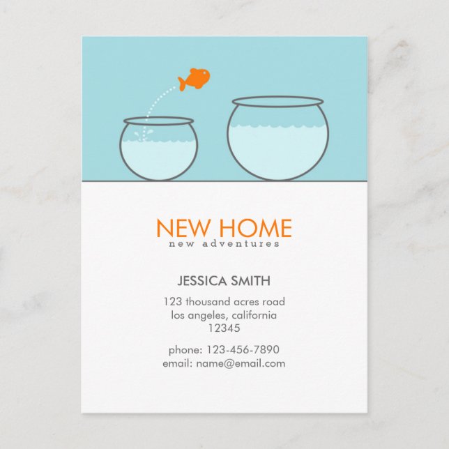 Cute Fish New Home Funny Postcards Meddelande Vykort (Framsida)