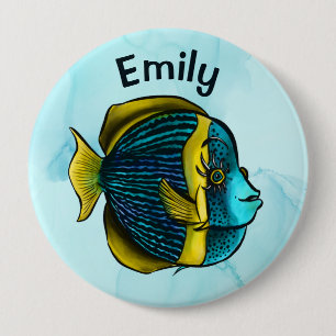 Cute Fish Ocean under Sea School Kids Namn Bu Knapp