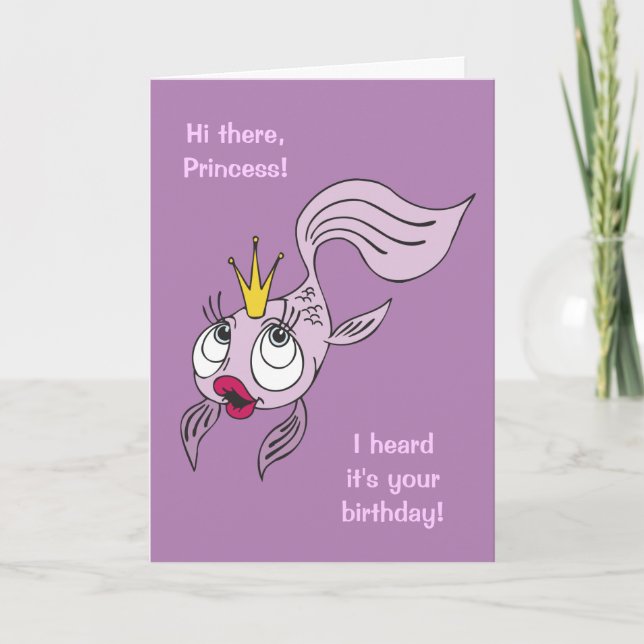 Cute Fish Princess Barn Birthday Card Kort (Framsida)