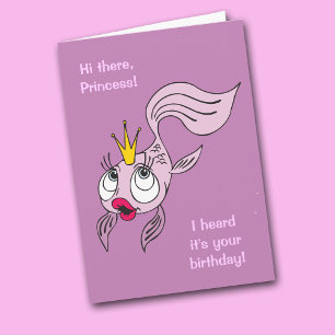 Cute Fish Princess Barn Birthday Card Kort