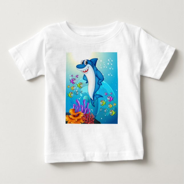 Cute Fish Underwater Tecknad T Shirt (Framsida)
