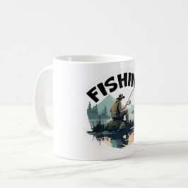 Cute Fisherman Fishing Camp Travel Kaffemugg