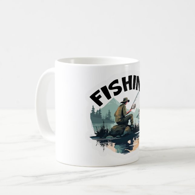 Cute Fisherman Fishing Camp Travel Kaffemugg (Framsida vänster)