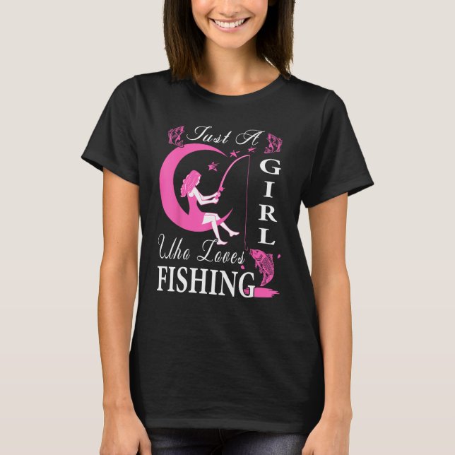Cute Fishing For Women Girls Kids Fisher Fisherman T Shirt (Framsida)