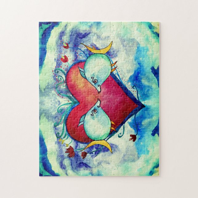 Cute Fishing & Heart Pussel (Vertikal)