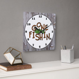 Cute Fishing Kabins fiskmur av ord art klocka