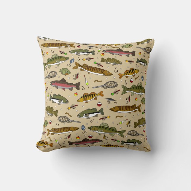 Cute Fishing Pillow Kudde (Framsida)