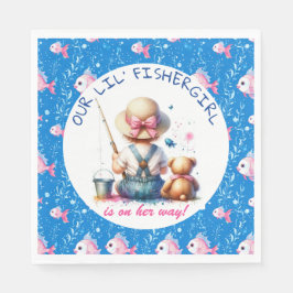Cute Fishing Théed Girl's Baby Shower Pappersservett