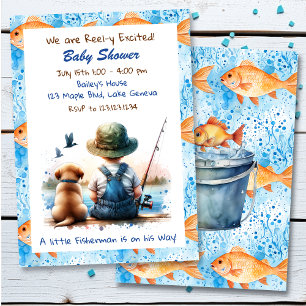 Cute Fishing Themys babyskor Inbjudningar
