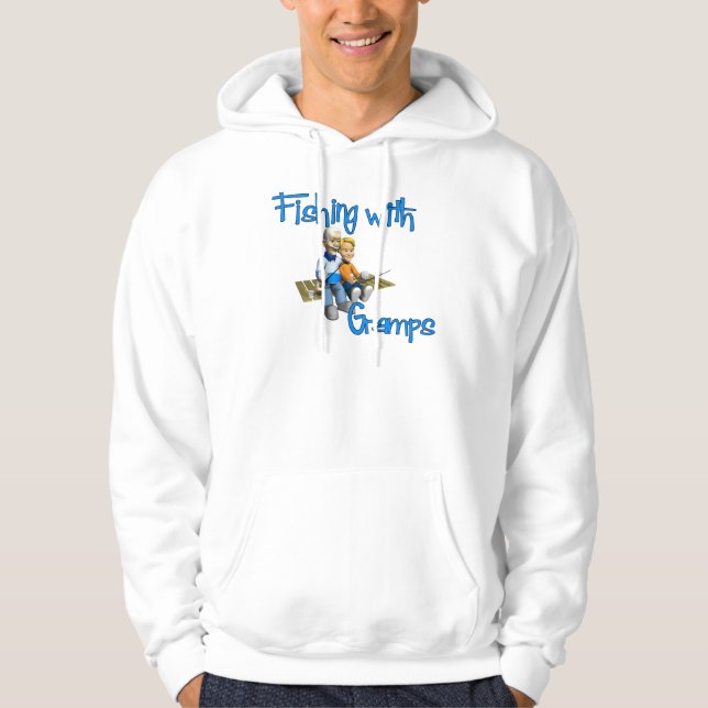 Cute Fishing with Gramps Sweatshirt Med Luva (Framsida)