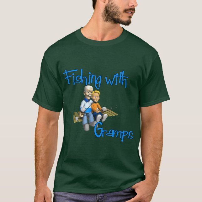 Cute Fishing with Gramps T Shirt (Framsida)