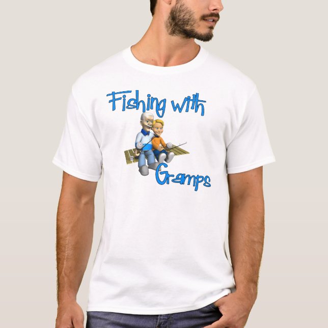 Cute Fishing with Gramps Tee Shirt (Framsida)