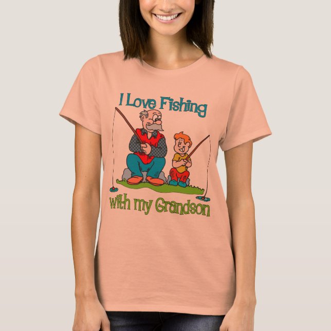 Cute Fishing - with Grandson T Shirt (Framsida)
