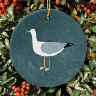 Cute Fiskmås Julgransprydnad Keramik