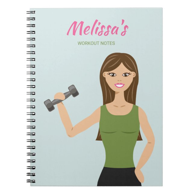 Cute Fitness Girl Teckning Workout Notes Anteckningsbok (Framsidan)