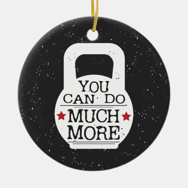 Cute Fitness Motivational Workout Gym Kettlebell Julgransprydnad Keramik (Framsidan)