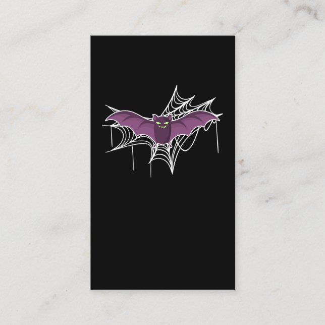 Cute Fladdermus Älskare Cobweb Halloween Visitkort (Framsida)