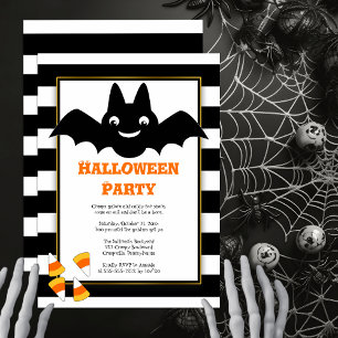 Cute Fladdermus BW Rand Candy corn Halloween fest  Inbjudningar
