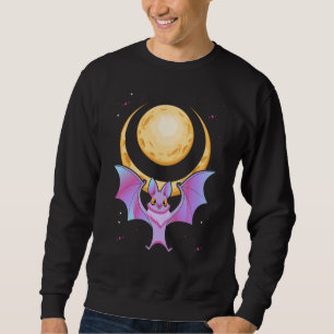 Cute Fladdermus Crescent Pastel Goth Måne Kawaii Lång Ärmad Tröja