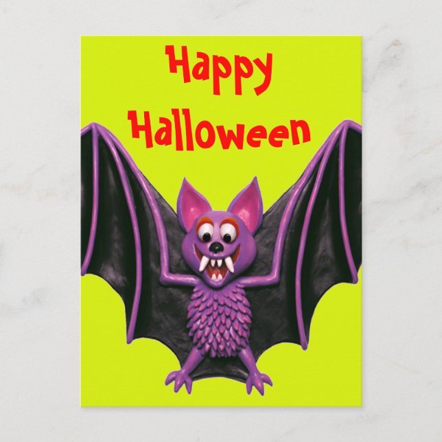 Cute Fladdermus Halloween fest Helg Vykort (Framsida)