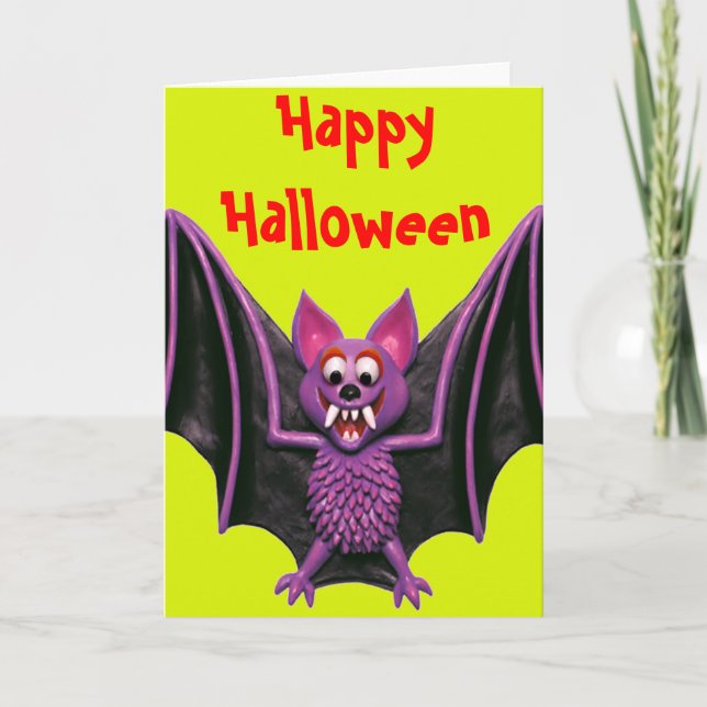 Cute Fladdermus Halloween fest Kort (Framsida)