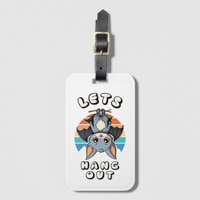 Cute Fladdermus Hanging and Retro Sunset | Låt oss Bagagebricka (Framsida vertikal)