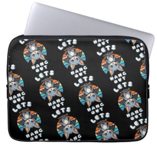 Cute Fladdermus Hanging and Retro Sunset Låt oss Laptop Fodral