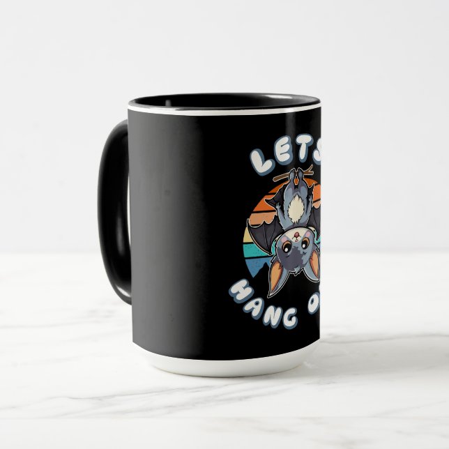 Cute Fladdermus Hanging and Retro Sunset | Låt oss Mugg (Framsida vänster)