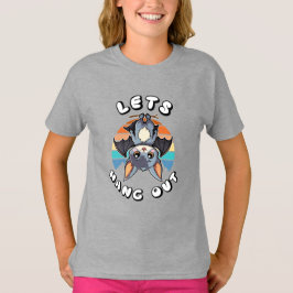 Cute Fladdermus Hanging and Retro Sunset | Låt oss T Shirt