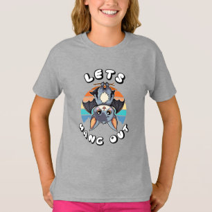 Cute Fladdermus Hanging and Retro Sunset Låt oss T Shirt