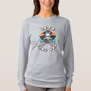 Cute Fladdermus Hanging and Retro Sunset   Låt oss T Shirt