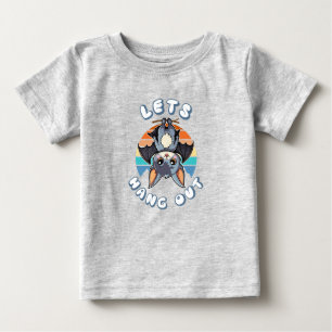 Cute Fladdermus Hanging and Retro Sunset Låt oss T Shirt