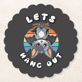 Cute Fladdermus Hanging and Retro Sunset | Låt oss Underlägg Papper