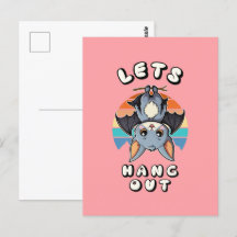 Cute Fladdermus Hanging and Retro Sunset | Låt oss