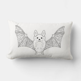 Cute Fladdermus Minimal Line Art Modern Halloween Lumbarkudde