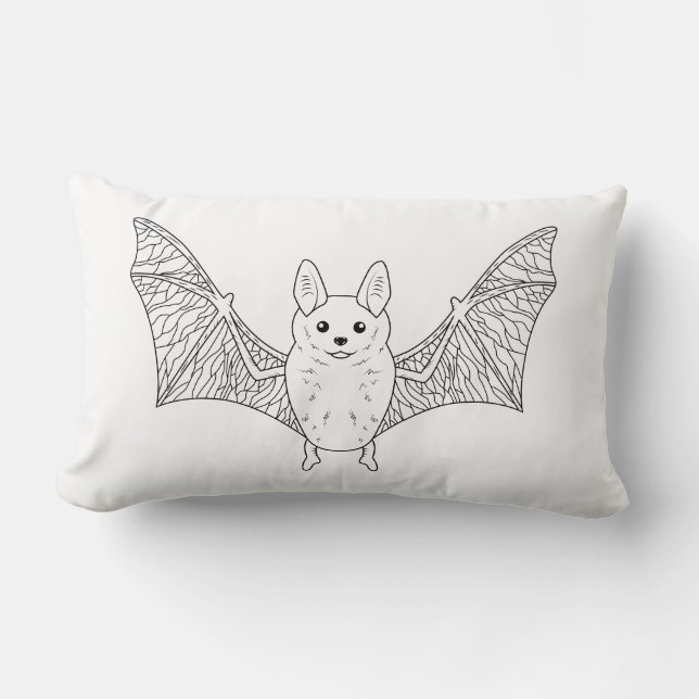 Cute Fladdermus Minimal Line Art Modern Halloween Lumbarkudde (Framsida)