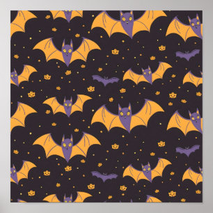 Cute Fladdermus Mönster Poster