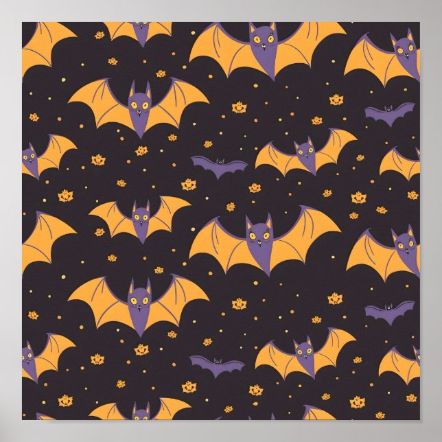 Cute Fladdermus Mönster Poster (Framsidan)