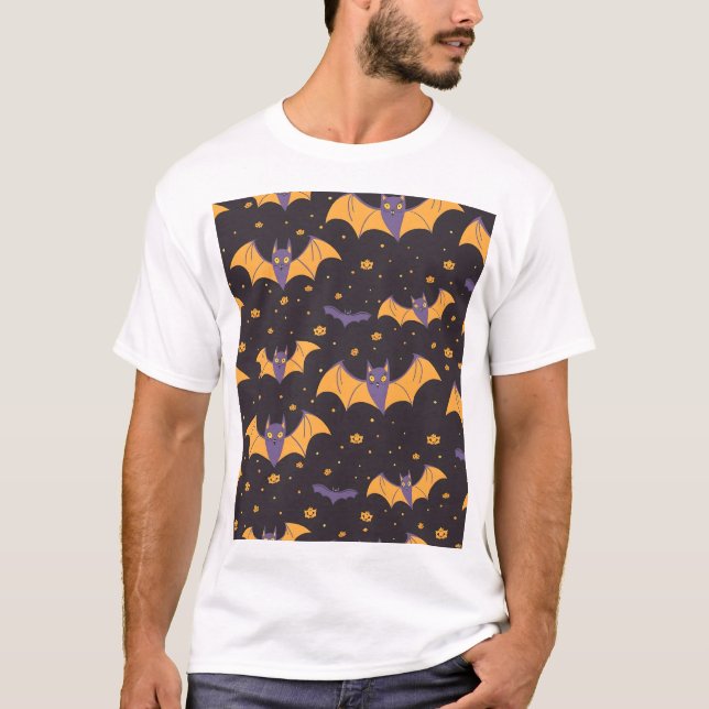 Cute Fladdermus Mönster T Shirt (Framsida)