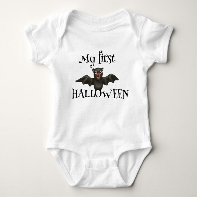 Cute Fladdermus - My First Halloween T Shirt (Framsida)