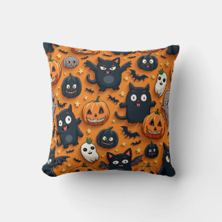 Cute Fladdermus och Cat Pumpkin Halloween Cushion Kudde