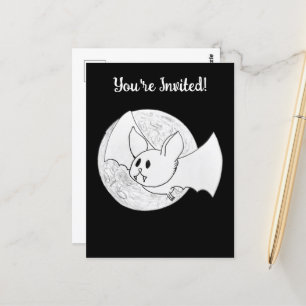 Cute Fladdermus och Full Moon Halloween Vykort