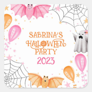 Cute Fladdermus och Spöken Pastel Halloween fest Fyrkantigt Klistermärke